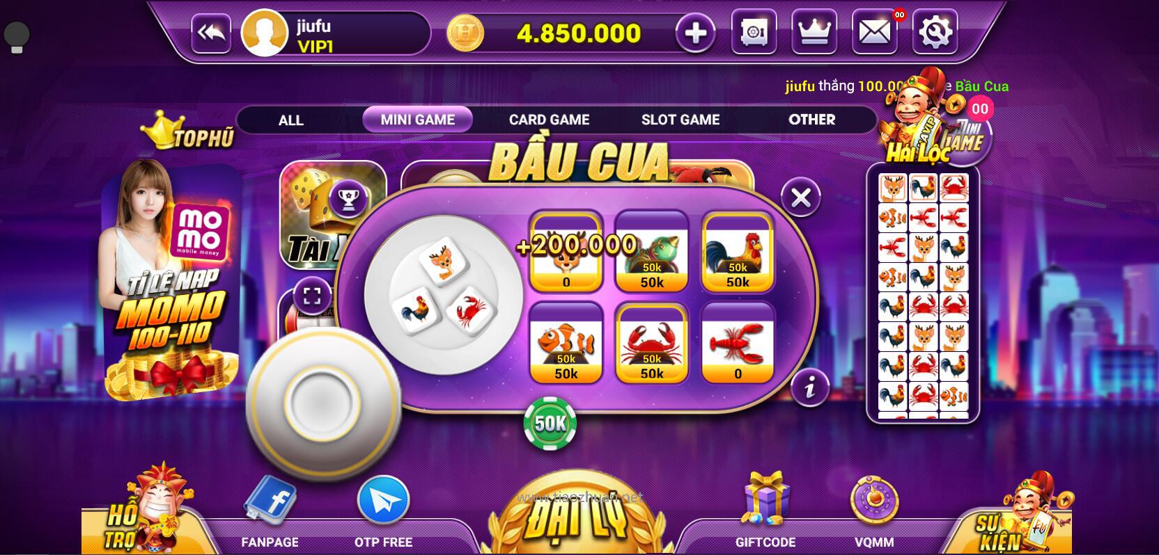 图片[5]-越南语版糖果鱼虾蟹游戏源码/迷你游戏合集/机器人支持/NodeJS+MongoDB