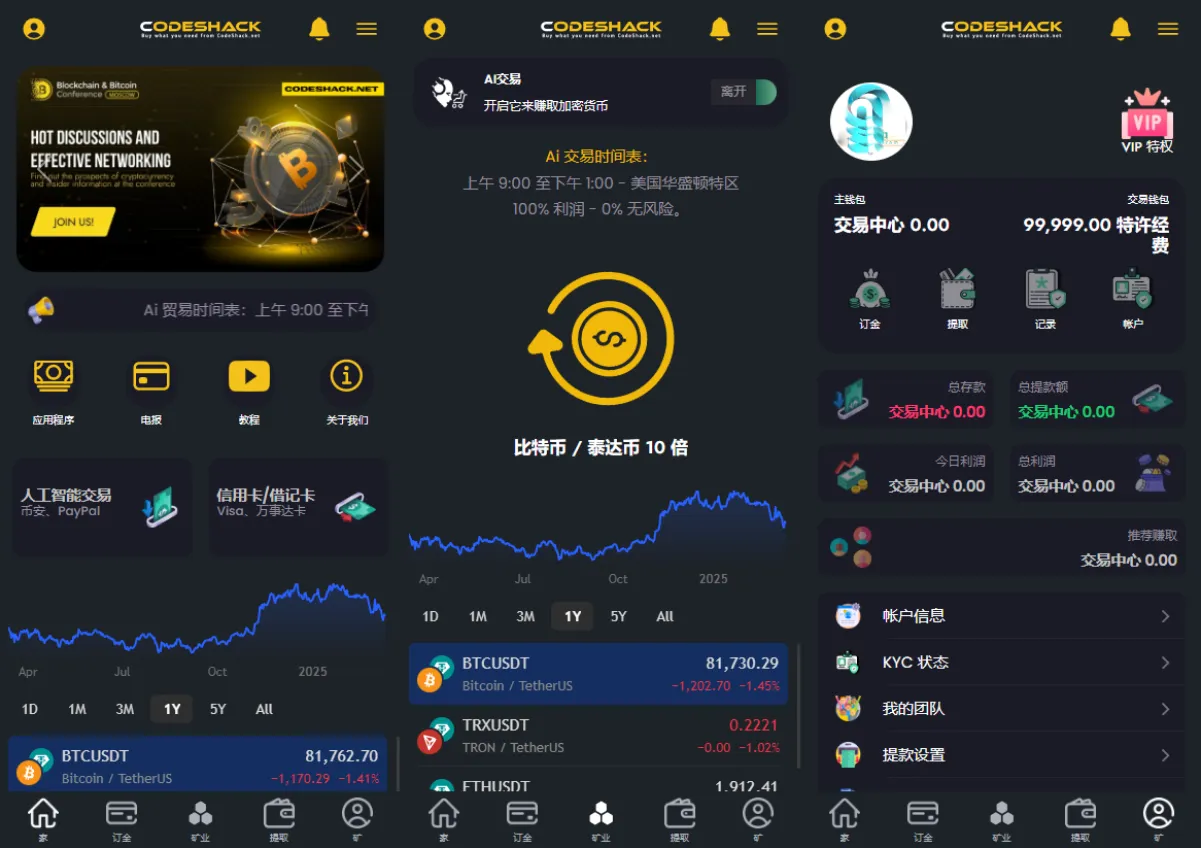 AI量化交易系统源码下载/区块链理财平台/海外版智能交易所模板